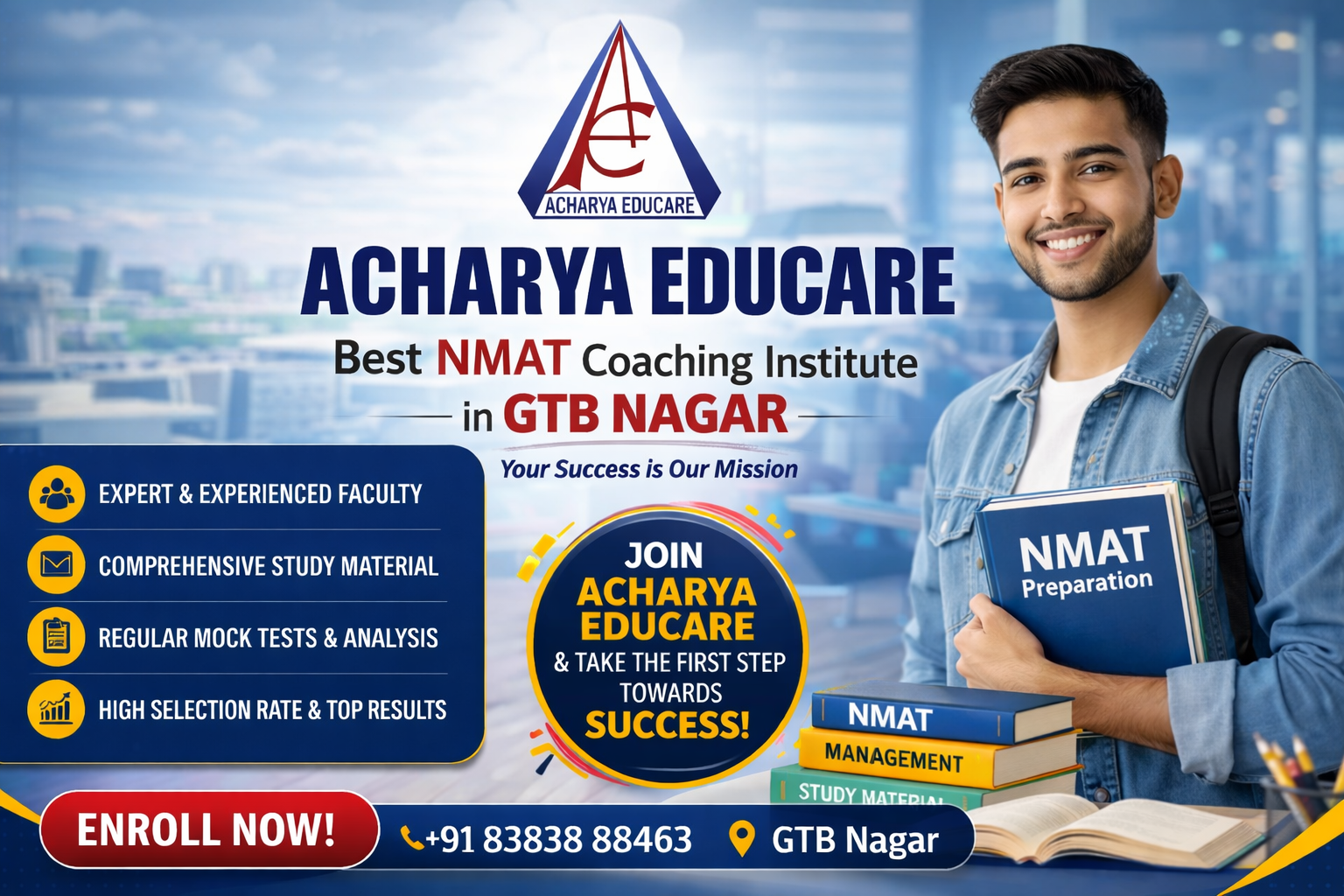 Best NMAT Coaching Institute in GTB Nagar, Delhi – NMAT Exam 2026 Complete Guide | Acharya Educare