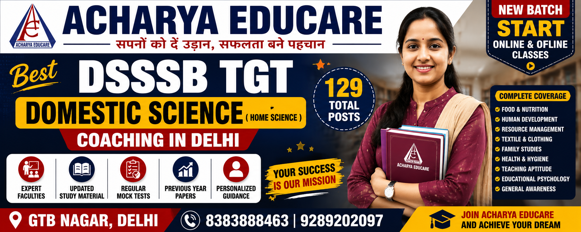 Best DSSSB TGT Domestic Science (Home Science) Coaching in Delhi – Acharya Educare