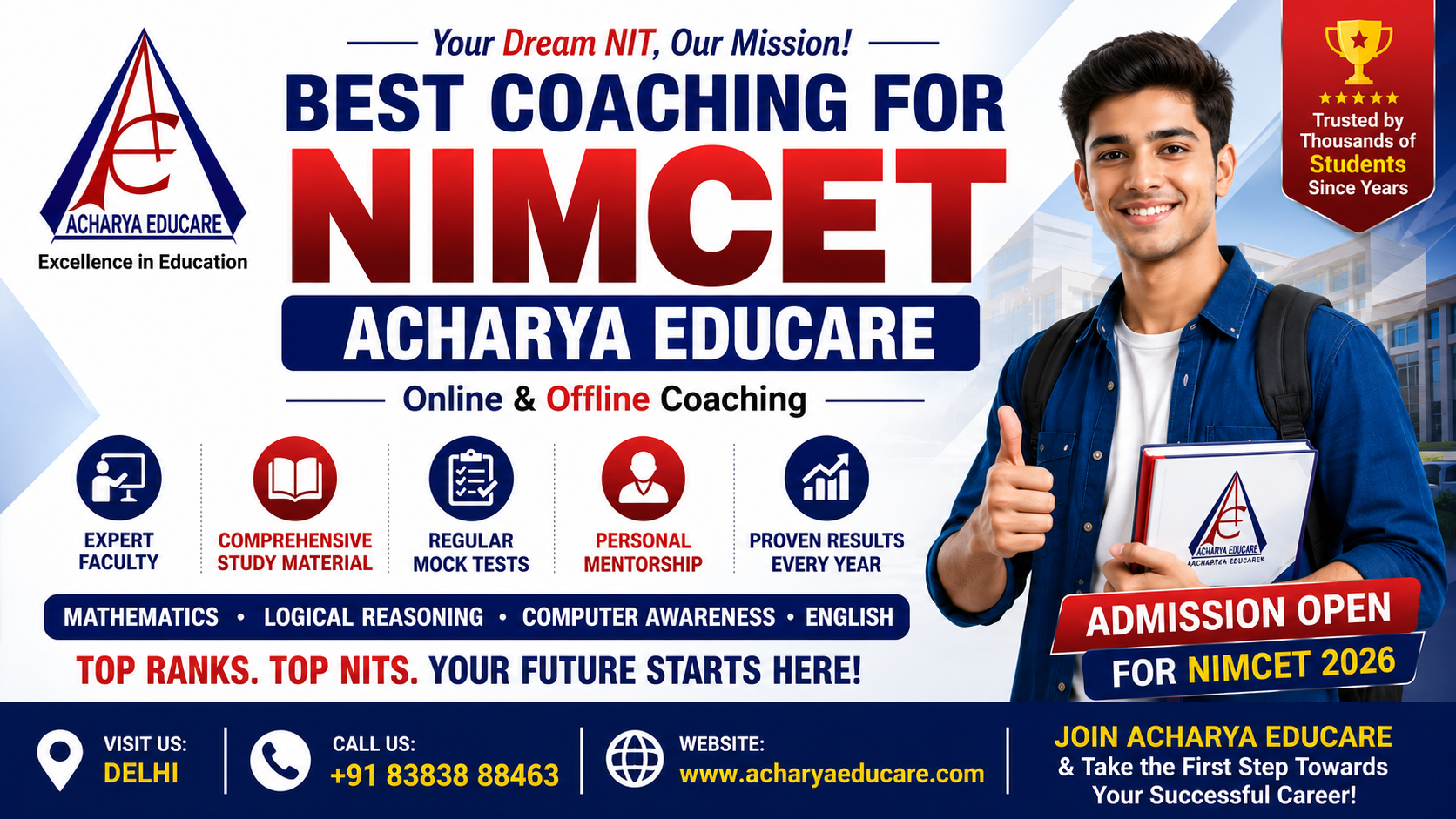 Best Coaching for NIMCET – Acharya Educare | Online & Offline NIMCET Coaching 2026